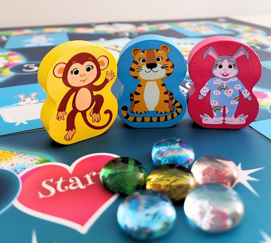 Bedtime Board Game beautiful gems and colorful wood game pieces